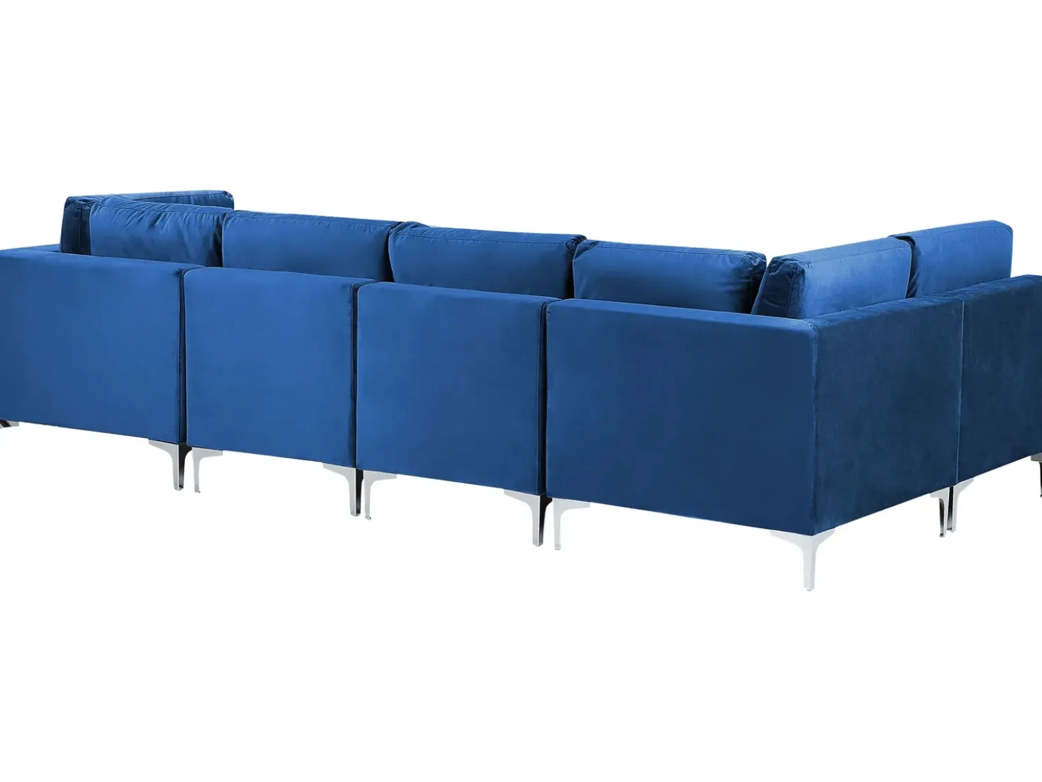 EVJA 6 personers U-formet modulsofa Navy Blå Velour med fodskammel