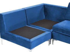 EVJA 6 personers U-formet modulsofa Navy Blå Velour med fodskammel