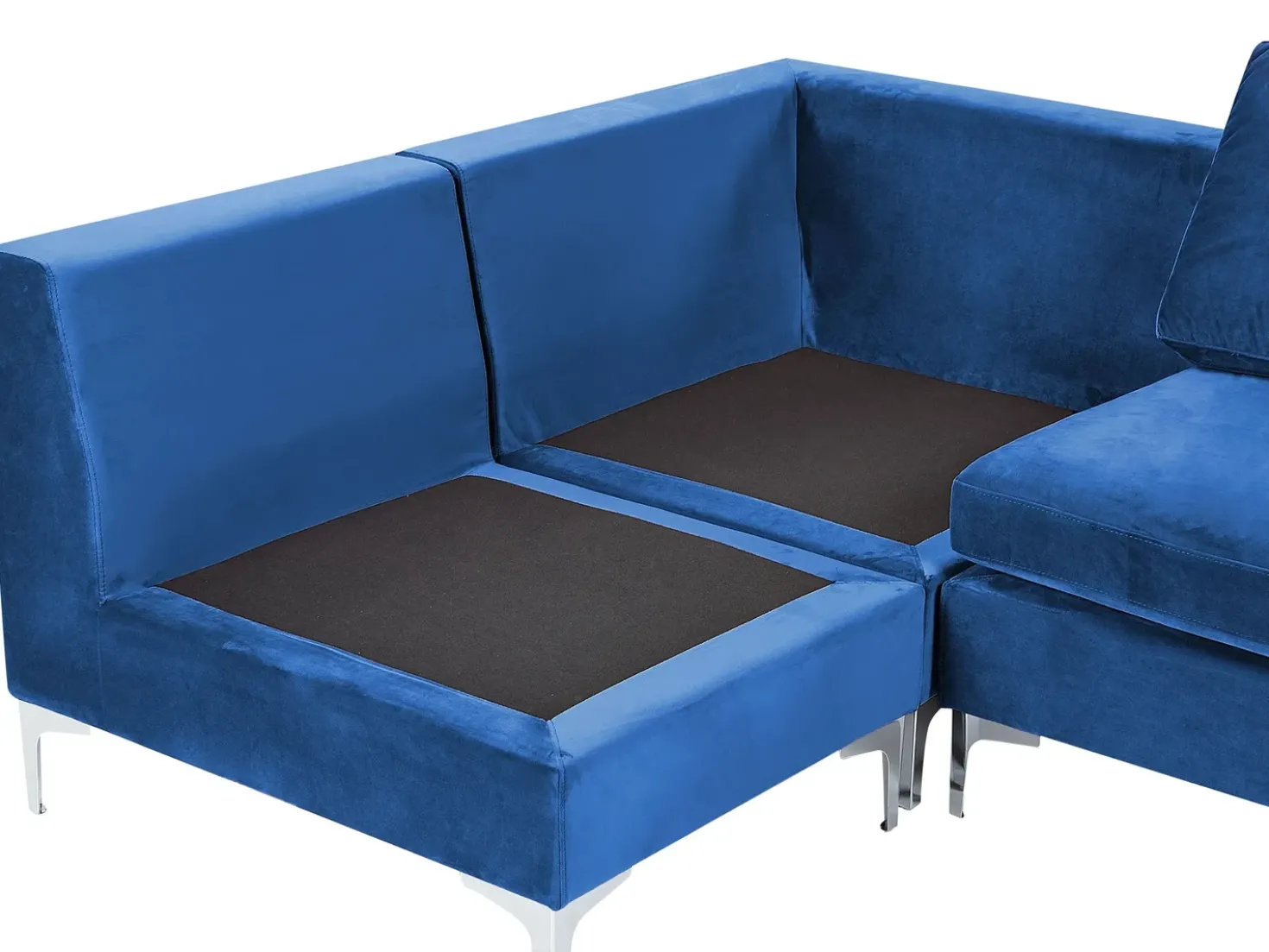 EVJA 6 personers U-formet modulsofa Navy Blå Velour med fodskammel