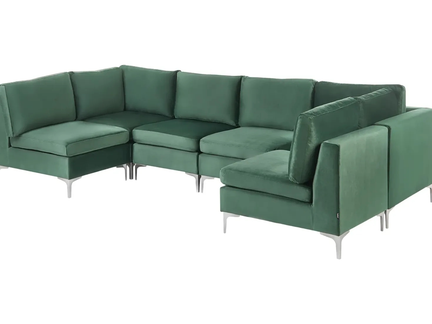 EVJA 6 personers U-formet modulsofa Grøn Velour