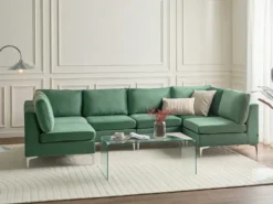 EVJA 6 personers U-formet modulsofa Grøn Velour