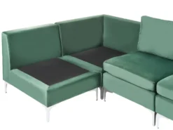 EVJA 6 personers U-formet modulsofa Grøn Velour