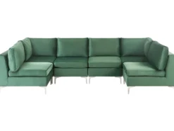 EVJA 6 personers U-formet modulsofa Grøn Velour