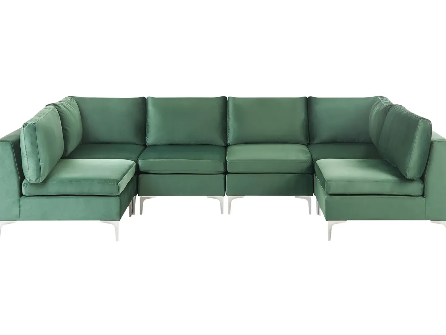 EVJA 6 personers U-formet modulsofa Grøn Velour