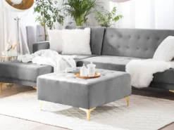 Fodskammel ABERDEEN Velour Grå