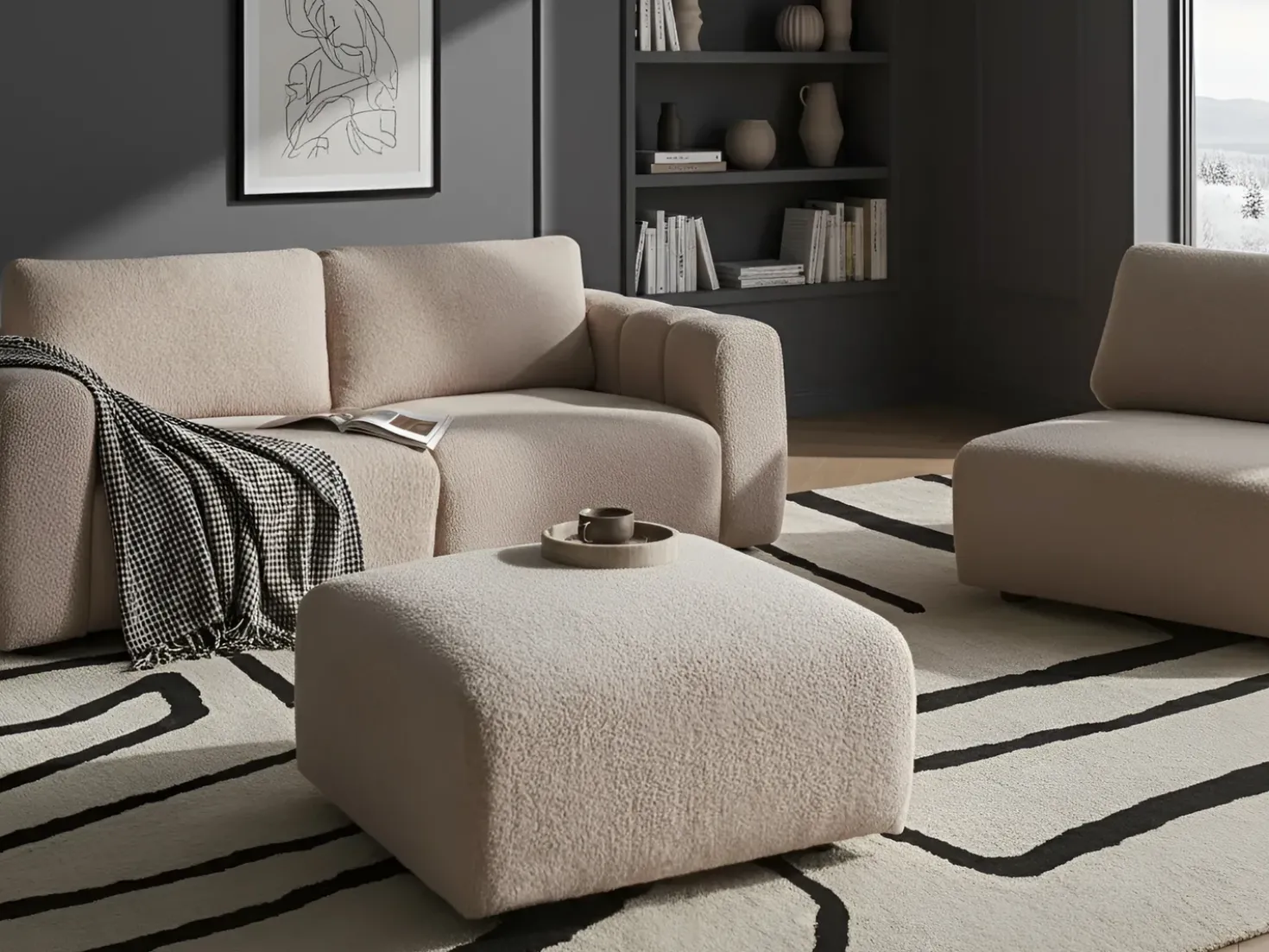 Fodskammel KIVVIK Boucle Beige