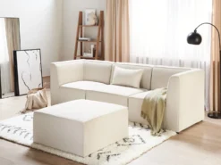 Fodskammel LEMVIG Fløjl Lys Beige