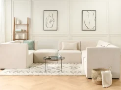 Fodskammel LEMVIG Fløjl Lys Beige