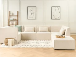 Fodskammel LEMVIG Fløjl Lys Beige