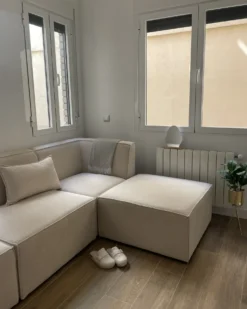 Fodskammel LEMVIG Fløjl Lys Beige