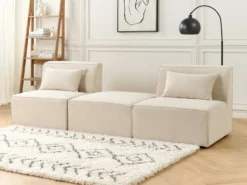 Fodskammel LEMVIG Fløjl Lys Beige
