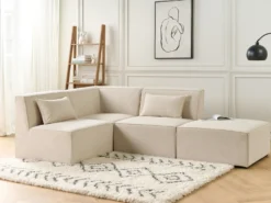 Fodskammel LEMVIG Fløjl Lys Beige