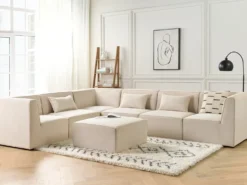 Fodskammel LEMVIG Fløjl Lys Beige