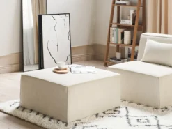 Fodskammel LEMVIG Fløjl Lys Beige