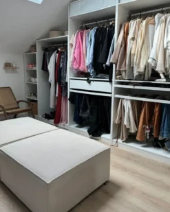 Fodskammel LEMVIG Fløjl Lys Beige