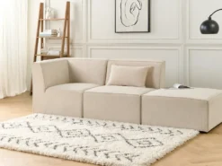 Fodskammel LEMVIG Fløjl Lys Beige