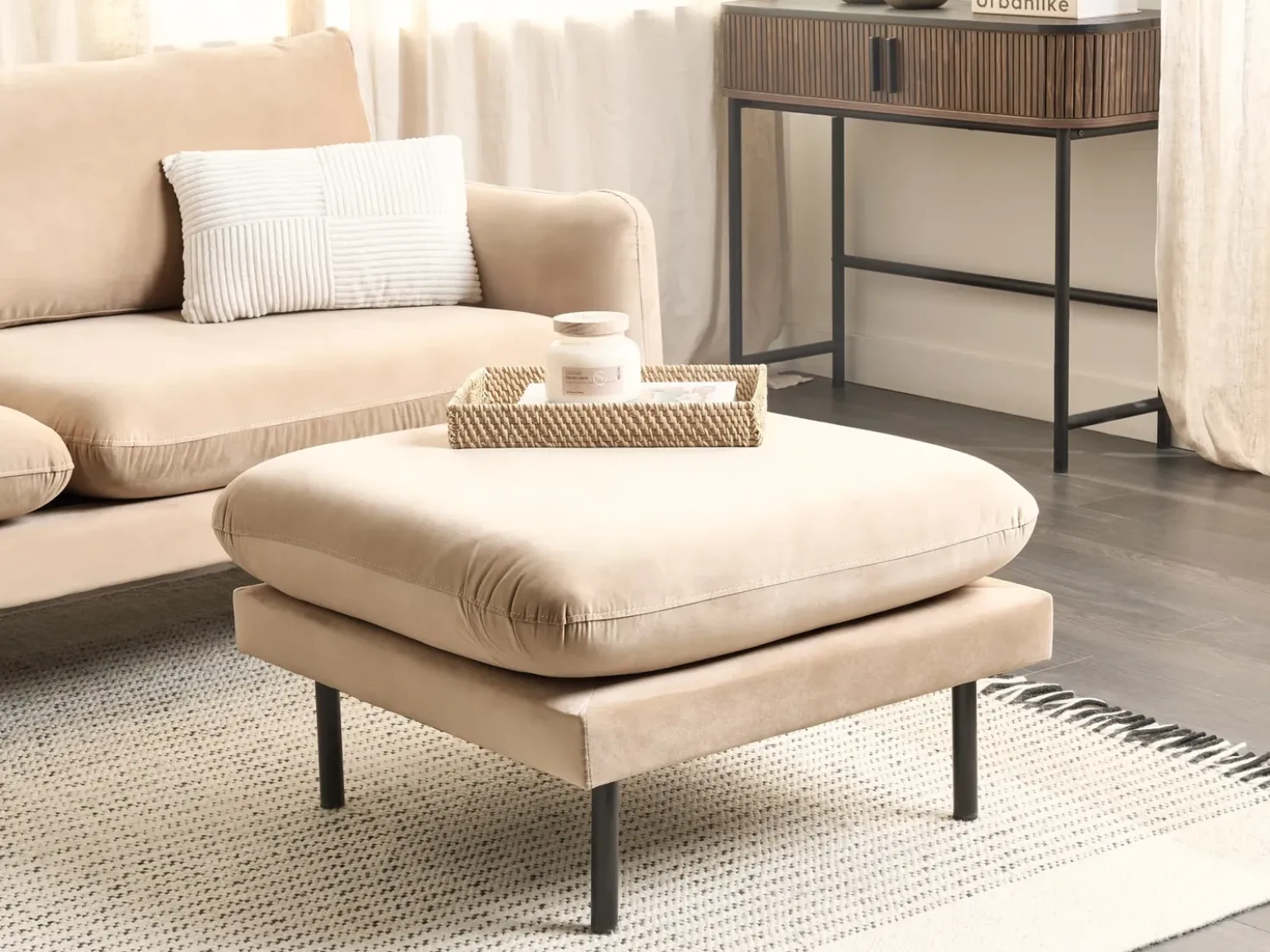 Fodskammel VINTERBRO Velour Beige