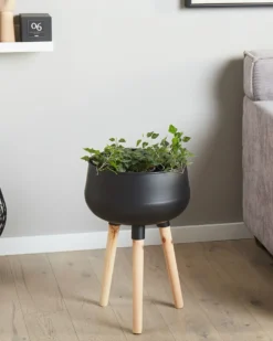 Forhøjet plantekrukke AGROS 30 cm Sort Metal