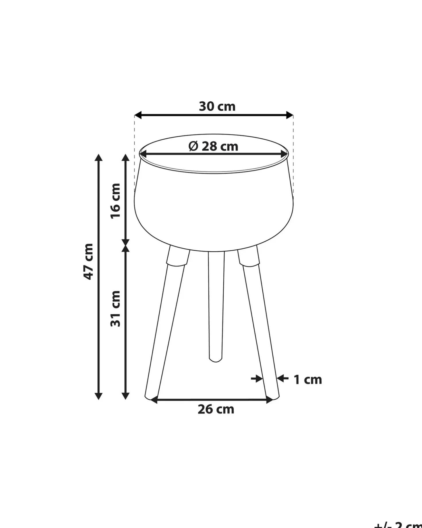 Forhøjet plantekrukke AGROS 30 cm Sort Metal