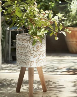 Forhøjet plantekrukke ALIARTOS 26 cm Cremehvid