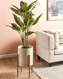 Forhøjet plantekrukke ALPINUS Metal 31 cm Brungrå