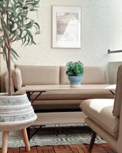 Forhøjet plantekrukke ATHAEA 37 cm Beige