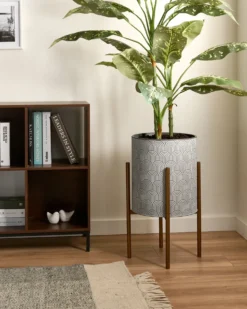 Forhøjet plantekrukke AUBRIETA Metal 31 cm Lysegrå