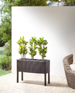 Forhøjet plantekrukke CARAGANA 77 cm Mørkebrun PE-rattan