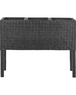 Forhøjet plantekrukke CARAGANA 77 cm Sort PE-rattan