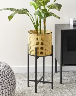 Forhøjet plantekrukke FALLOPIA Metal 25 cm Beige