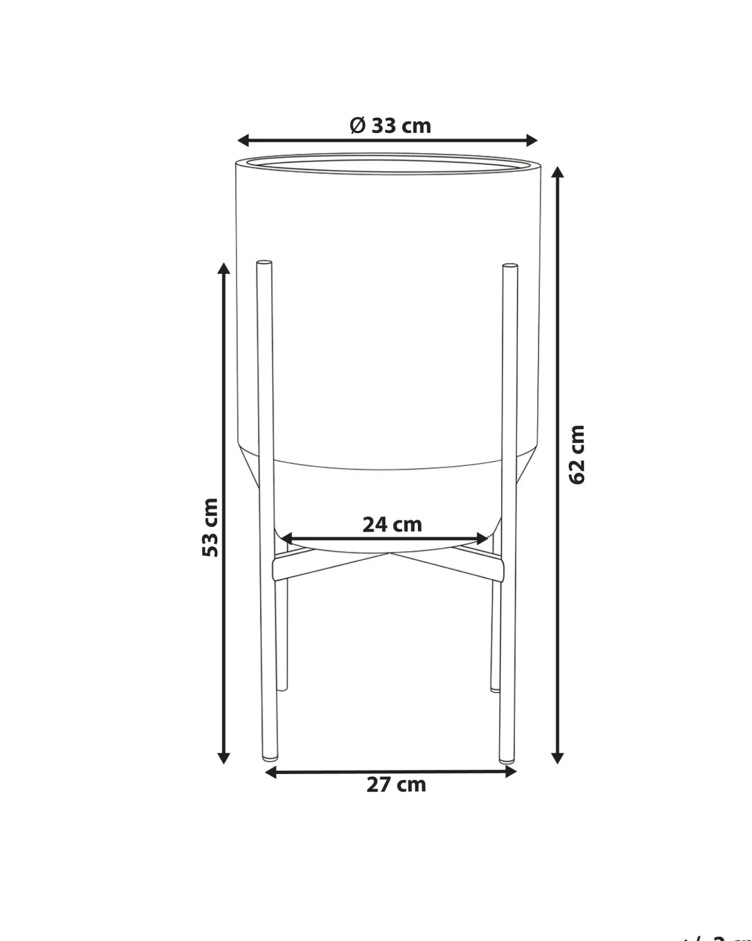 Forhøjet plantekrukke HYBRIDUM Metal 33 cm Hvid