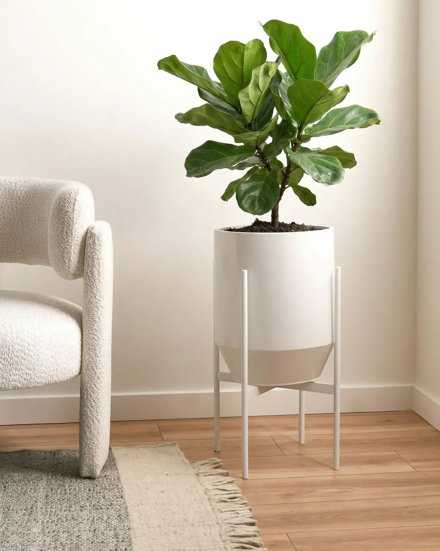 Forhøjet plantekrukke HYBRIDUM Metal 33 cm Hvid