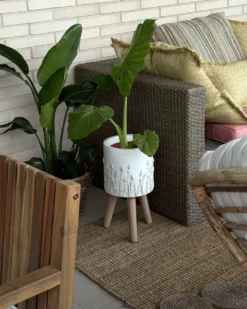 Forhøjet plantekrukke JANINA 24 cm Cremehvid