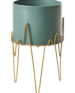 Forhøjet plantekrukke KALANDRA 29 cm Mørkegrøn Metal