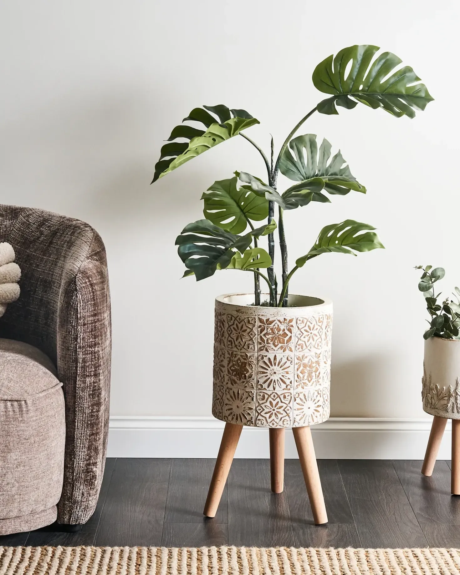 Forhøjet plantekrukke KARISTOS 36 cm Cremehvid
