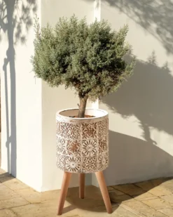 Forhøjet plantekrukke KARISTOS 36 cm Cremehvid