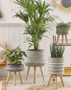 Forhøjet plantekrukke MALAKI 44 cm Lysegrå