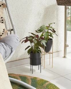 Forhøjet plantekrukke MILEA 16 cm Sort Metal