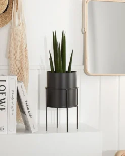 Forhøjet plantekrukke MILEA 16 cm Sort Metal
