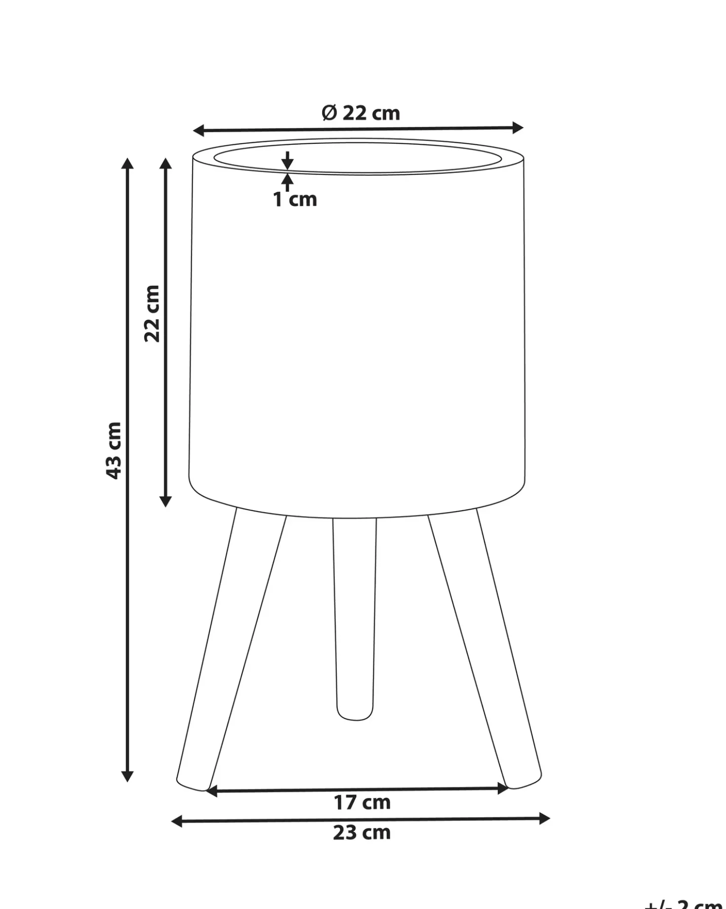 Forhøjet plantekrukke PREWEZA 23 cm Cremehvid