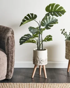 Forhøjet plantekrukke PREWEZA 23 cm Cremehvid