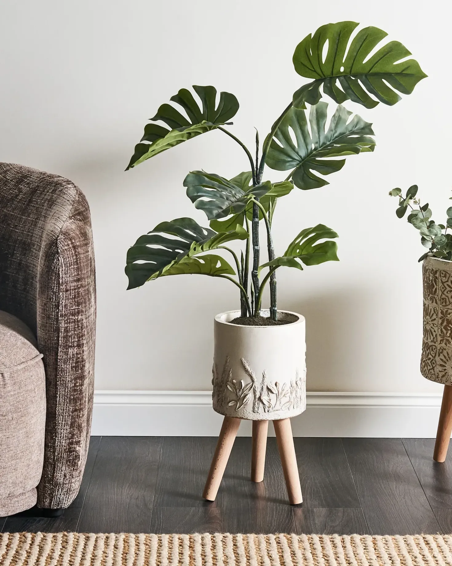 Forhøjet plantekrukke PREWEZA 23 cm Cremehvid