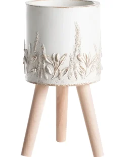 Forhøjet plantekrukke PREWEZA 23 cm Cremehvid