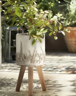 Forhøjet plantekrukke PREWEZA 23 cm Cremehvid