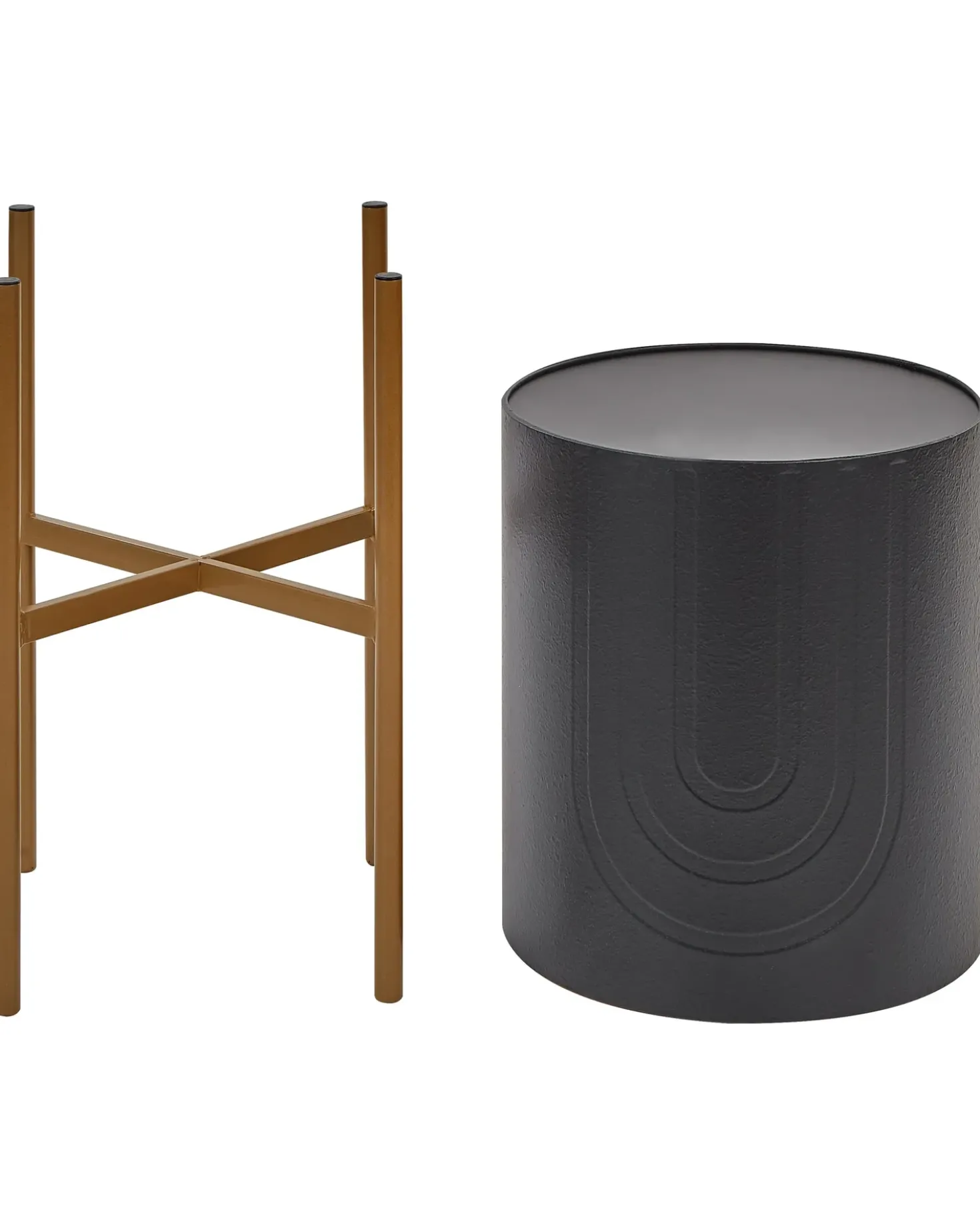 Forhøjet plantekrukke SEROTINA Metal 32 cm Sort