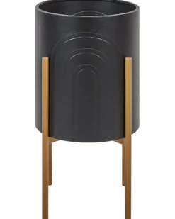 Forhøjet plantekrukke SEROTINA Metal 32 cm Sort