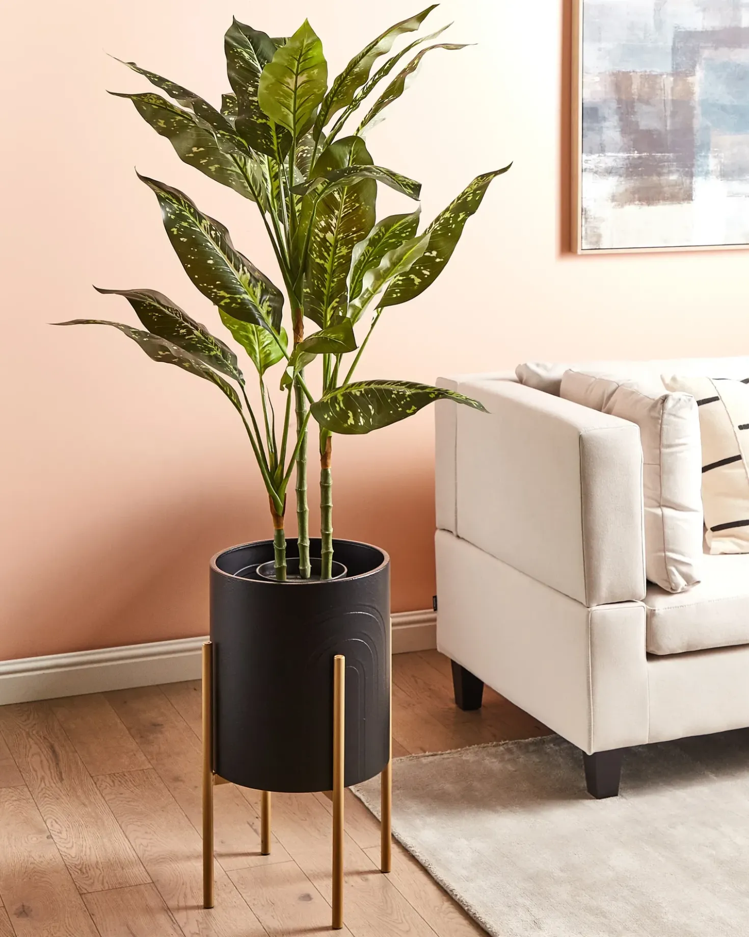 Forhøjet plantekrukke SEROTINA Metal 32 cm Sort