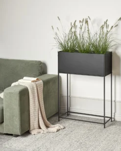 Forhøjet plantekrukke TAPIEN Metal 70 cm Sort