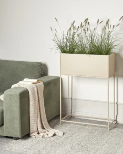 Forhøjet plantekrukke TAPIEN Metal 70 cm Beige