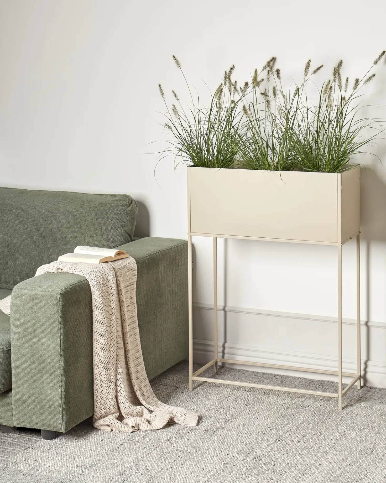 Forhøjet plantekrukke TAPIEN Metal 70 cm Beige